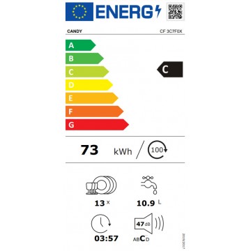 Candy CF 3C7F0X Ελεύθερο Πλυντήριο Πιάτων με Wi-Fi για 13 Σερβίτσια Π59.7xY85εκ. Inox